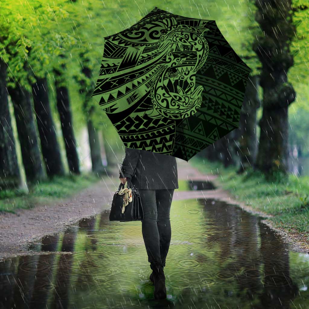 Green Couple Dolphins Maori Polynesian Style Umbrella LT9 - Polynesian Pride