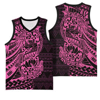 Pink Couple Dolphins Maori Polynesian Style Basketball Jersey LT9 - Polynesian Pride