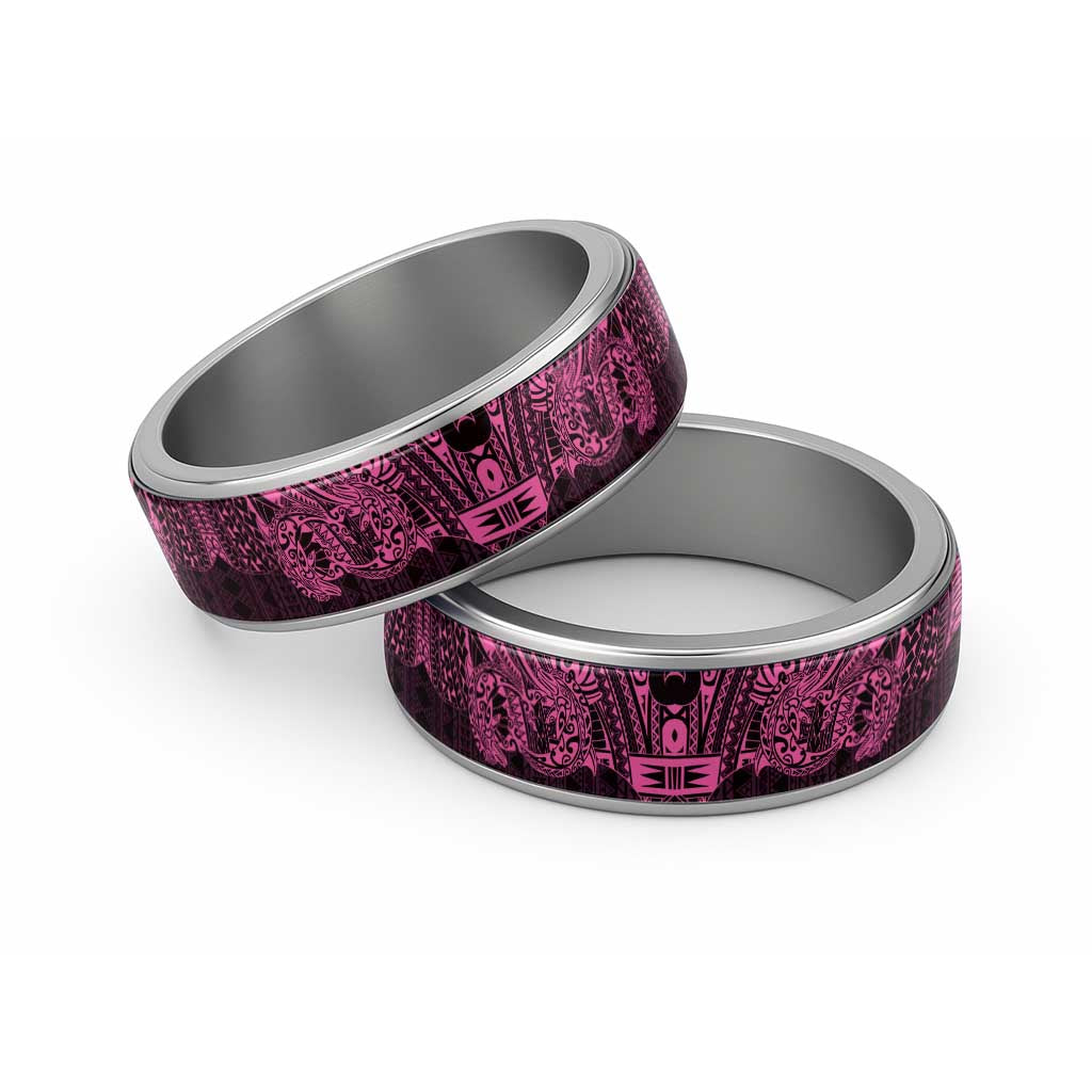 Pink Couple Dolphins Maori Polynesian Style Classic Ring LT9 Sliver Pink - Polynesian Pride