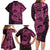 Pink Couple Dolphins Maori Polynesian Style Family Matching Long Sleeve Bodycon Dress and Hawaiian Shirt