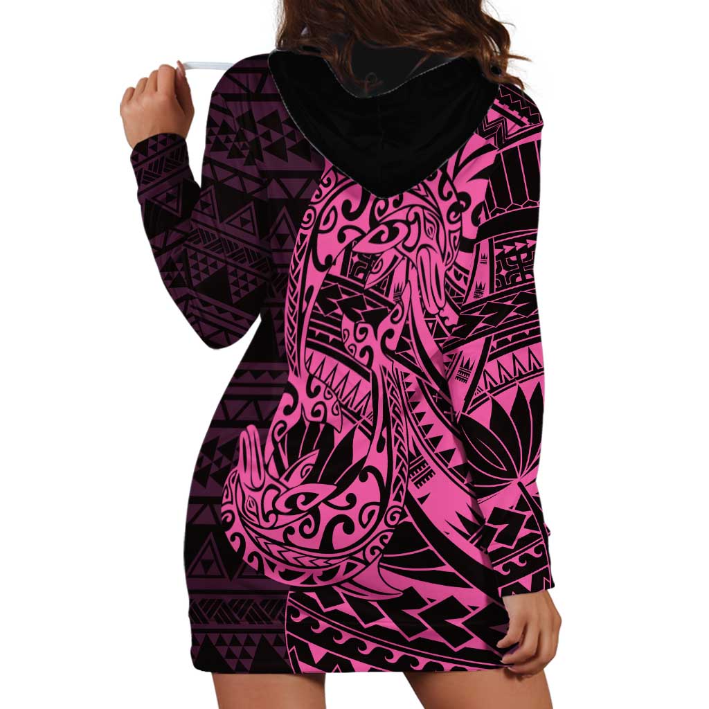 Pink Couple Dolphins Maori Polynesian Style Hoodie Dress LT9 - Polynesian Pride