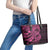 Pink Couple Dolphins Maori Polynesian Style Leather Tote Bag