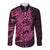 Pink Couple Dolphins Maori Polynesian Style Long Sleeve Button Shirt