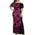 Pink Couple Dolphins Maori Polynesian Style Off Shoulder Maxi Dress