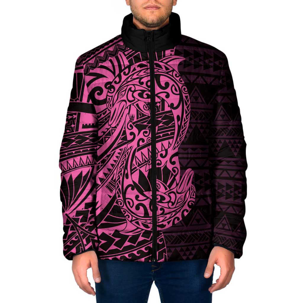 Pink Couple Dolphins Maori Polynesian Style Padded Jacket LT9 Men Pink - Polynesian Pride