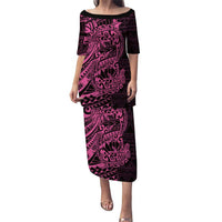Pink Couple Dolphins Maori Polynesian Style Puletasi LT9 Long Dress Pink - Polynesian Pride