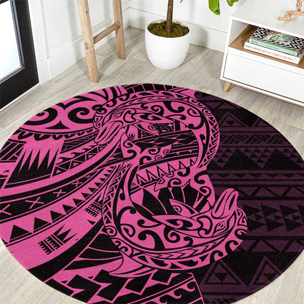 Pink Couple Dolphins Maori Polynesian Style Round Carpet LT9 Pink - Polynesian Pride