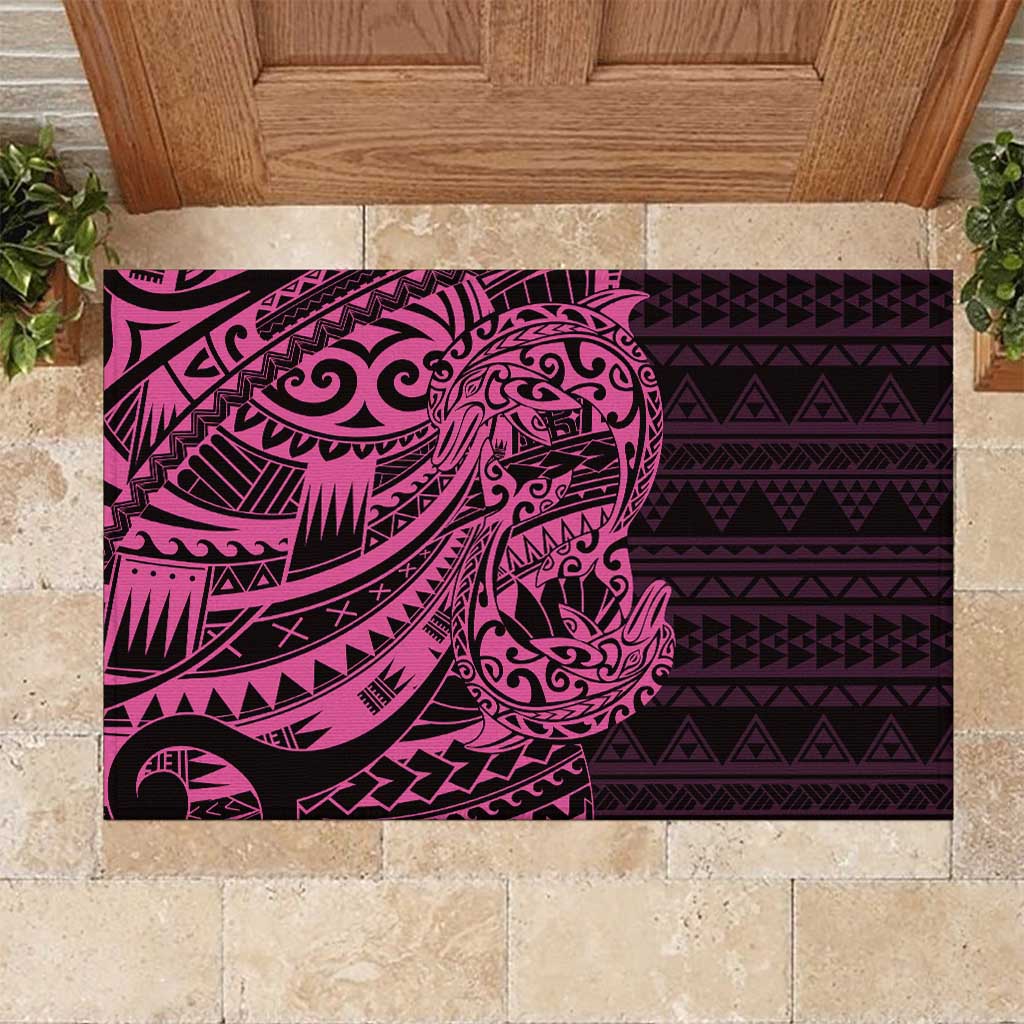 Pink Couple Dolphins Maori Polynesian Style Rubber Doormat LT9 Pink - Polynesian Pride