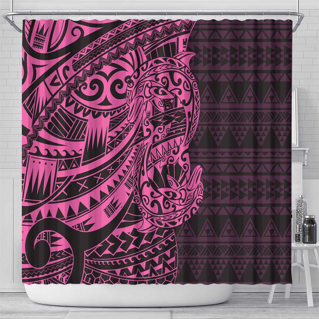Pink Couple Dolphins Maori Polynesian Style Shower Curtain LT9 - Polynesian Pride