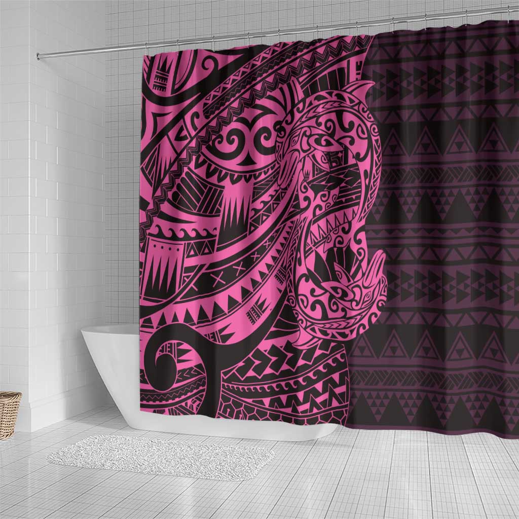 Pink Couple Dolphins Maori Polynesian Style Shower Curtain LT9 - Polynesian Pride