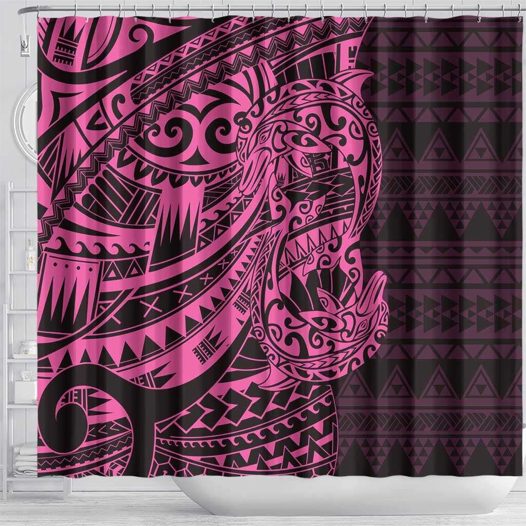 Pink Couple Dolphins Maori Polynesian Style Shower Curtain LT9 - Polynesian Pride