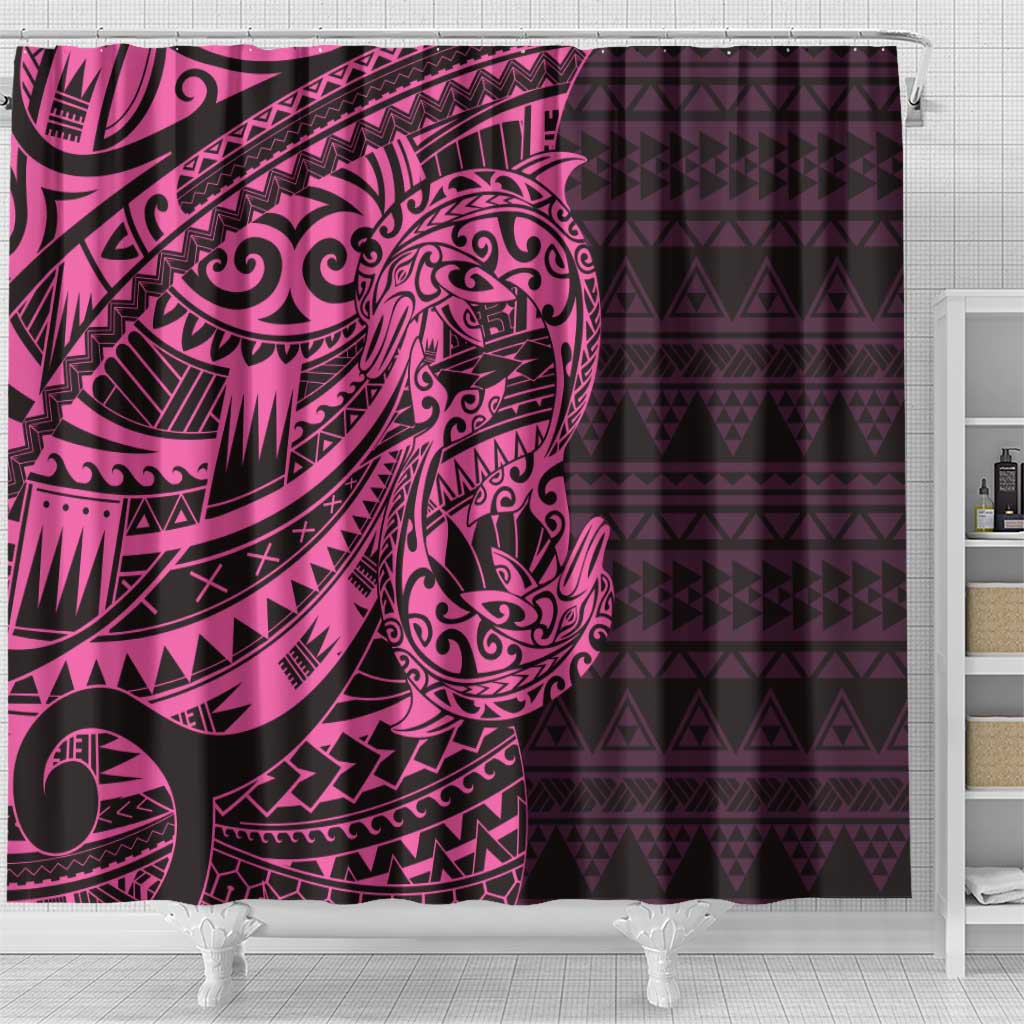 Pink Couple Dolphins Maori Polynesian Style Shower Curtain LT9 - Polynesian Pride