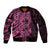 Pink Couple Dolphins Maori Polynesian Style Sleeve Zip Bomber Jacket