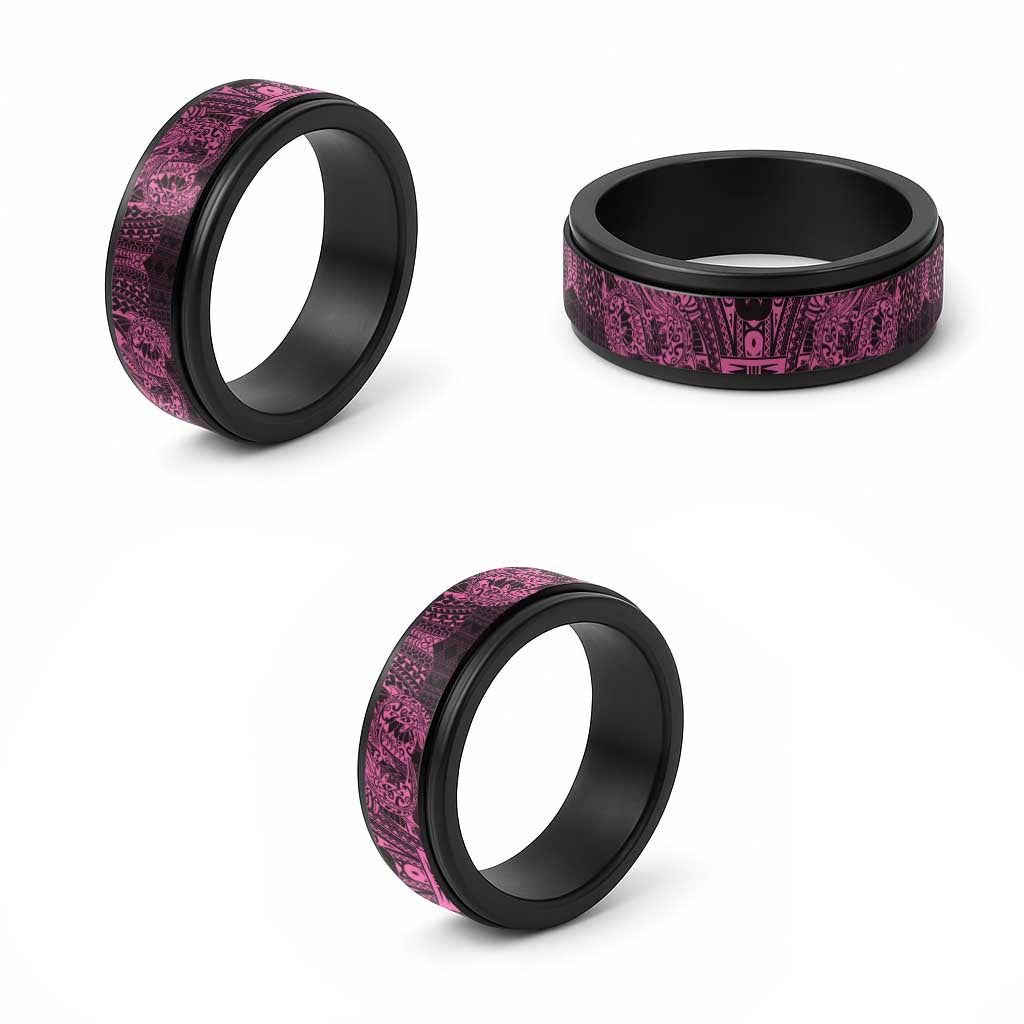 Pink Couple Dolphins Maori Polynesian Style Spinner Ring LT9 - Polynesian Pride