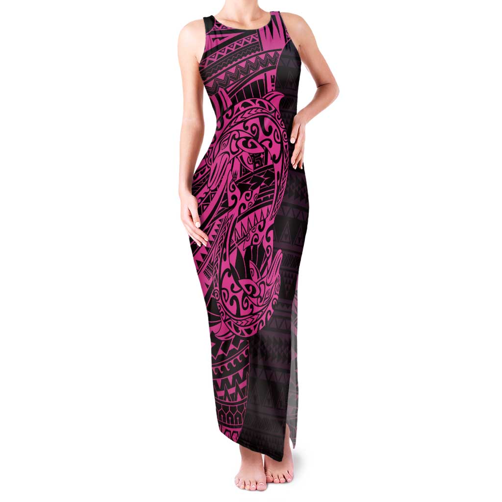 Pink Couple Dolphins Maori Polynesian Style Tank Maxi Dress LT9 Women Pink - Polynesian Pride