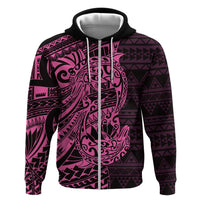 Pink Couple Dolphins Maori Polynesian Style Zip Hoodie LT9 Zip Hoodie Pink - Polynesian Pride