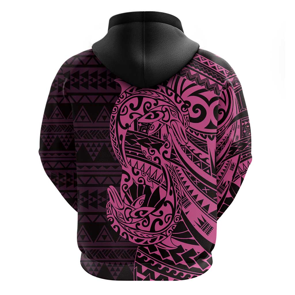 Pink Couple Dolphins Maori Polynesian Style Zip Hoodie LT9 - Polynesian Pride