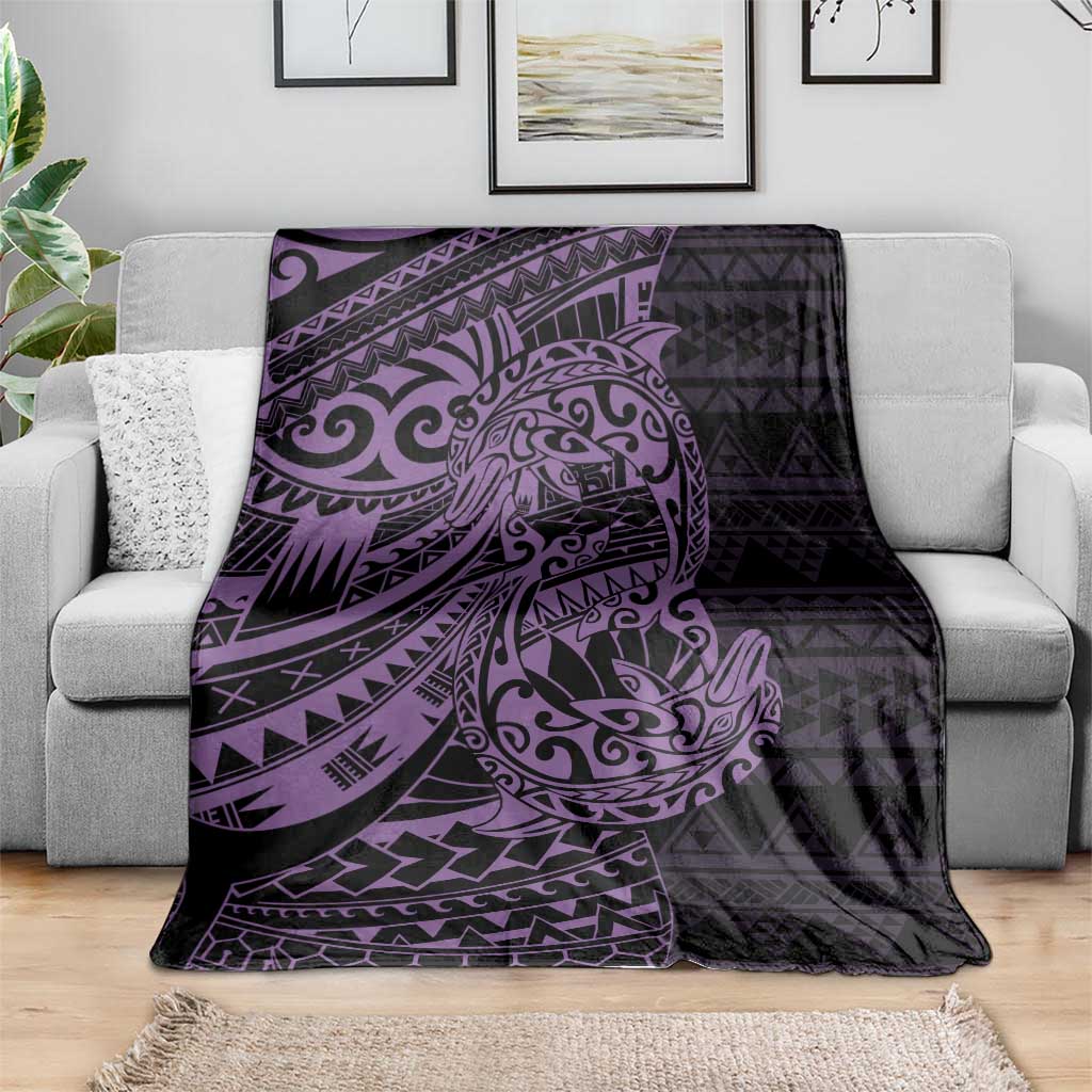 Purple Couple Dolphins Maori Polynesian Style Blanket LT9 - Polynesian Pride