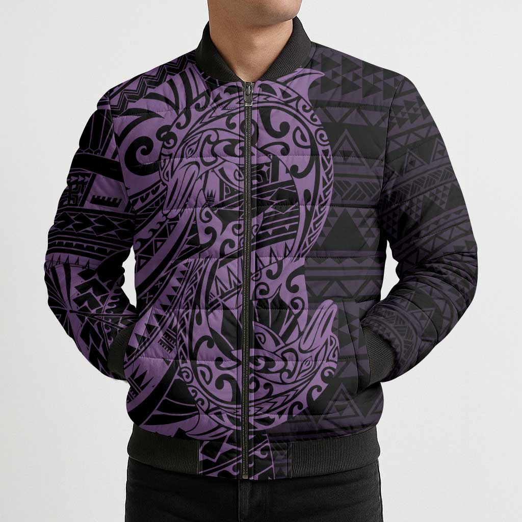 Purple Couple Dolphins Maori Polynesian Style Bomber Puffer Jacket LT9 - Polynesian Pride