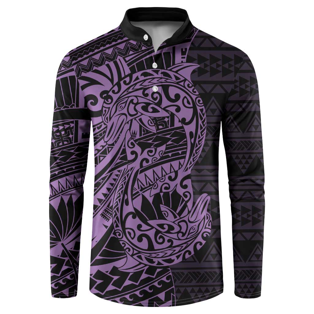 Purple Couple Dolphins Maori Polynesian Style Button Sweatshirt LT9 Purple - Polynesian Pride