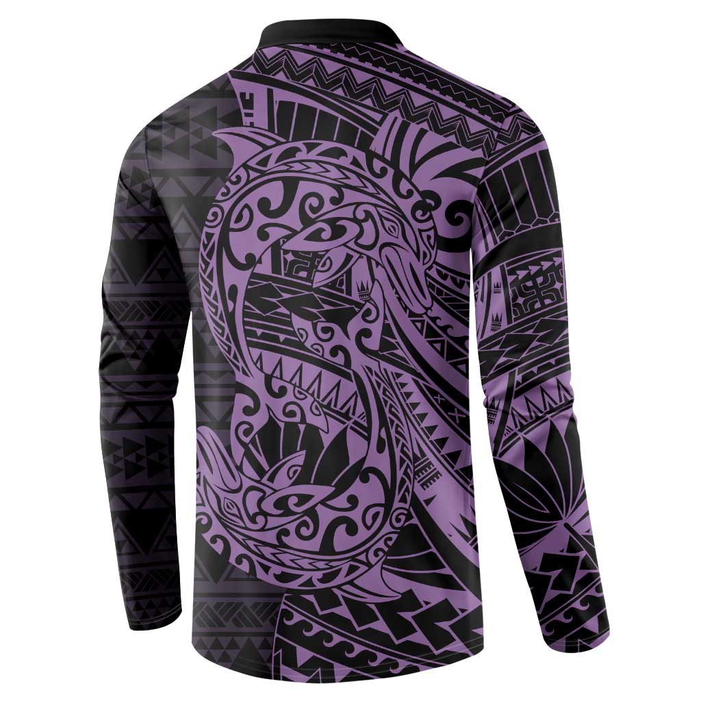 Purple Couple Dolphins Maori Polynesian Style Button Sweatshirt LT9 - Polynesian Pride