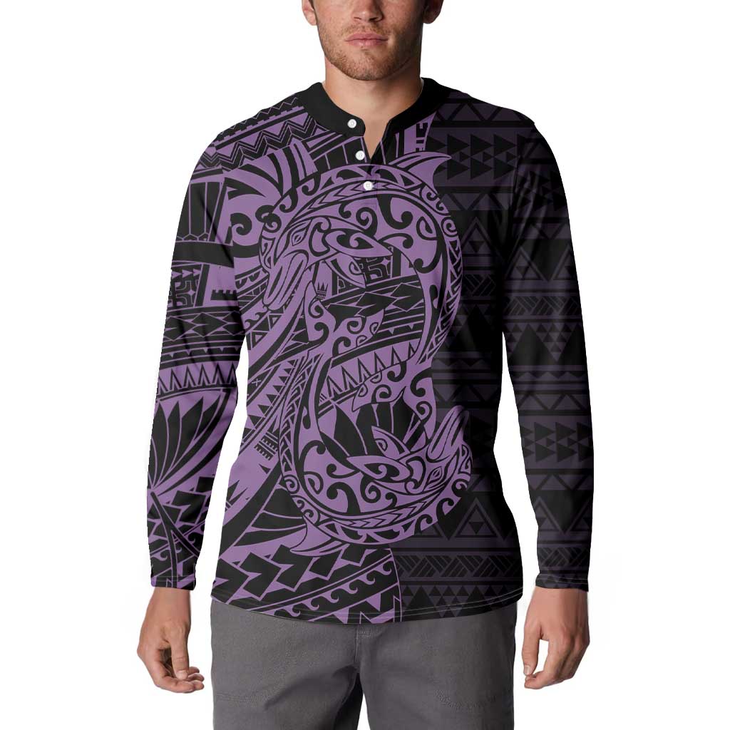 Purple Couple Dolphins Maori Polynesian Style Button Sweatshirt LT9 - Polynesian Pride