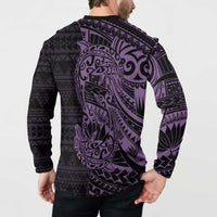 Purple Couple Dolphins Maori Polynesian Style Button Sweatshirt LT9 - Polynesian Pride