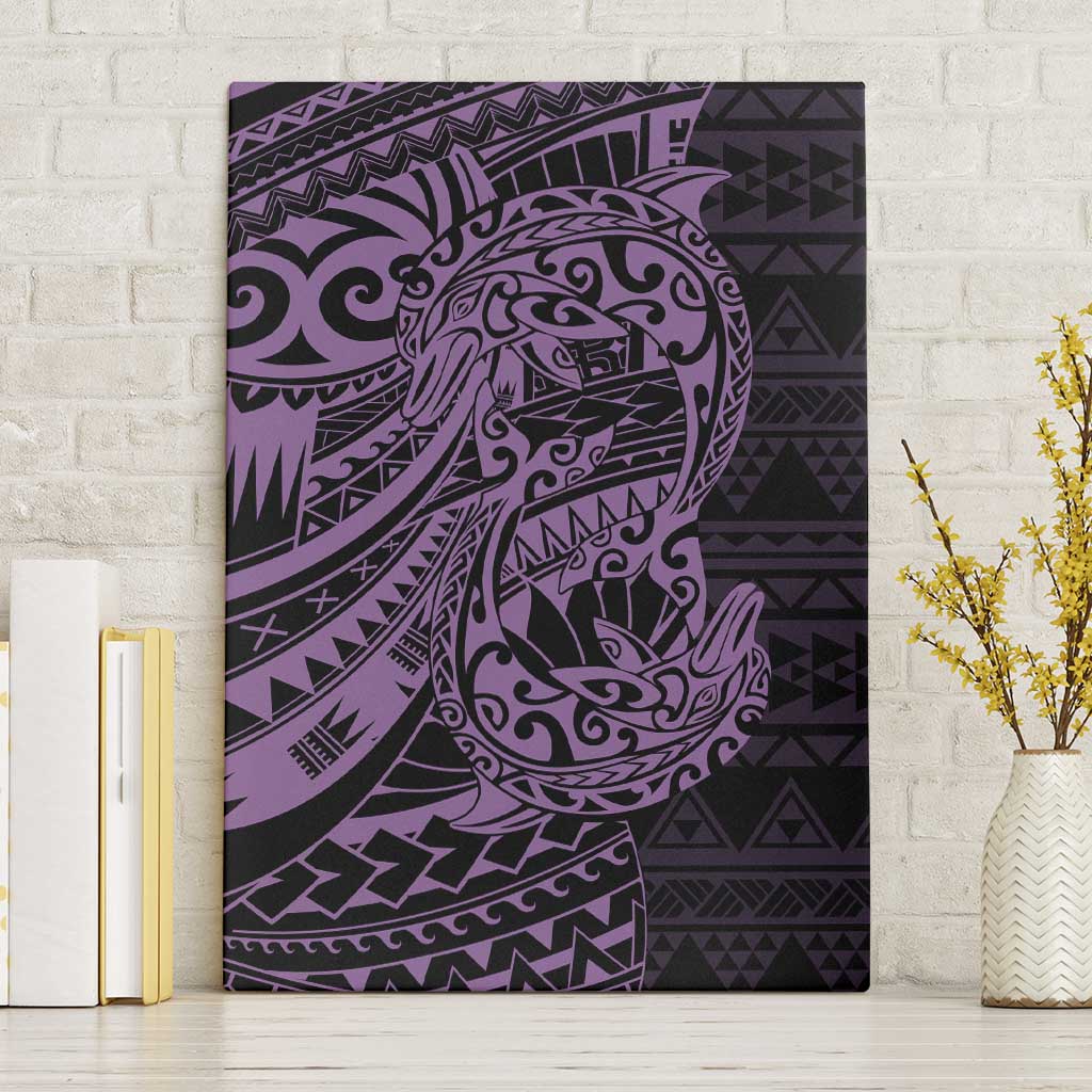 Purple Couple Dolphins Maori Polynesian Style Canvas Wall Art LT9 Without Frame Purple - Polynesian Pride