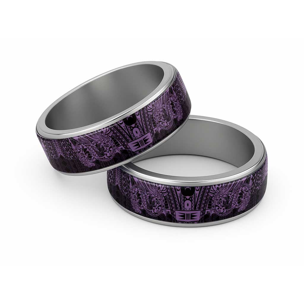 Purple Couple Dolphins Maori Polynesian Style Classic Ring LT9 Sliver Purple - Polynesian Pride