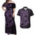 Purple Couple Dolphins Maori Polynesian Style Couples Matching Off Shoulder Maxi Dress and Hawaiian Shirt