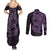 Purple Couple Dolphins Maori Polynesian Style Couples Matching Summer Maxi Dress and Long Sleeve Button Shirt