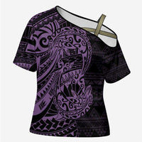 Purple Couple Dolphins Maori Polynesian Style Cross Shoulder Shirt LT9 Female Purple - Polynesian Pride
