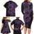 Purple Couple Dolphins Maori Polynesian Style Family Matching Long Sleeve Bodycon Dress and Hawaiian Shirt