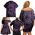 Purple Couple Dolphins Maori Polynesian Style Family Matching Off Shoulder Short Dress and Hawaiian Shirt