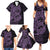 Purple Couple Dolphins Maori Polynesian Style Family Matching Summer Maxi Dress and Hawaiian Shirt