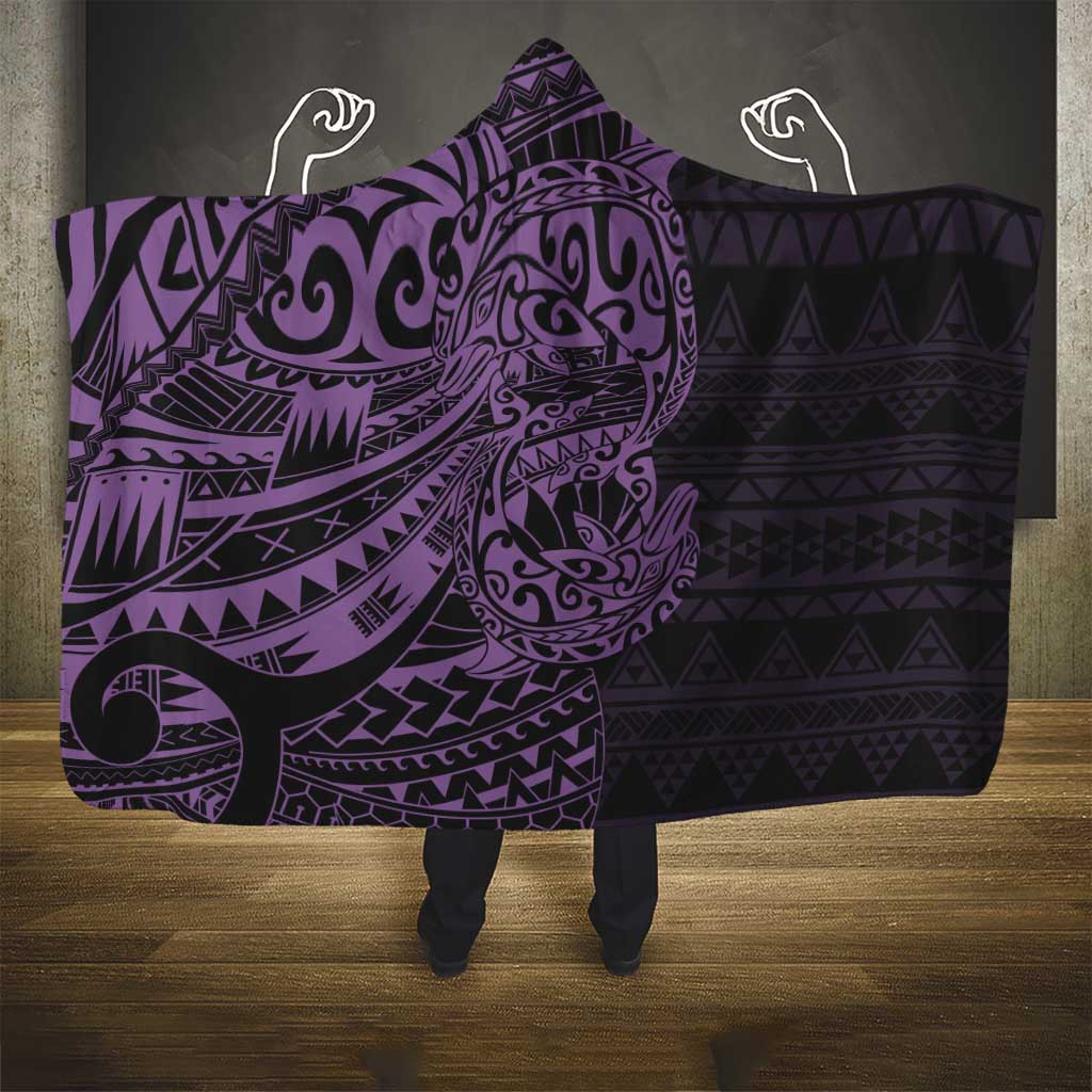 Purple Couple Dolphins Maori Polynesian Style Hooded Blanket LT9 - Polynesian Pride