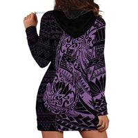 Purple Couple Dolphins Maori Polynesian Style Hoodie Dress LT9 - Polynesian Pride