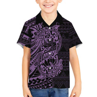 Purple Couple Dolphins Maori Polynesian Style Kid Hawaiian Shirt LT9 Kid Purple - Polynesian Pride