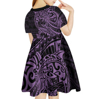 Purple Couple Dolphins Maori Polynesian Style Kid Short Sleeve Dress LT9 - Polynesian Pride