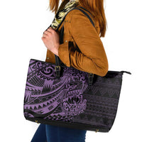 Purple Couple Dolphins Maori Polynesian Style Leather Tote Bag LT9 Purple - Polynesian Pride