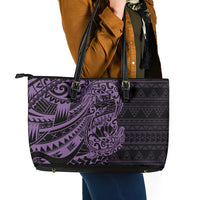 Purple Couple Dolphins Maori Polynesian Style Leather Tote Bag LT9 - Polynesian Pride