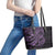 Purple Couple Dolphins Maori Polynesian Style Leather Tote Bag