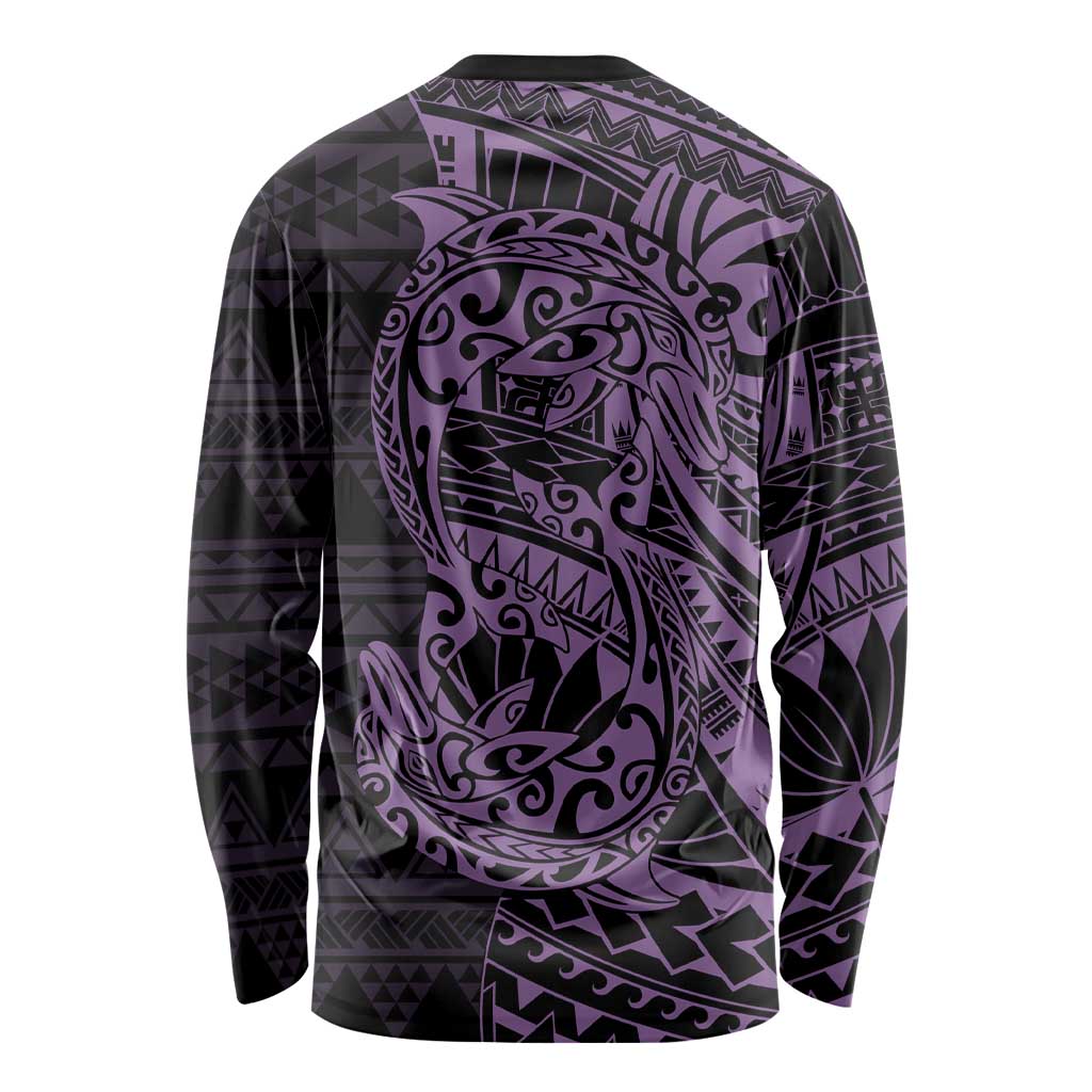 Purple Couple Dolphins Maori Polynesian Style Long Sleeve Shirt LT9 - Polynesian Pride