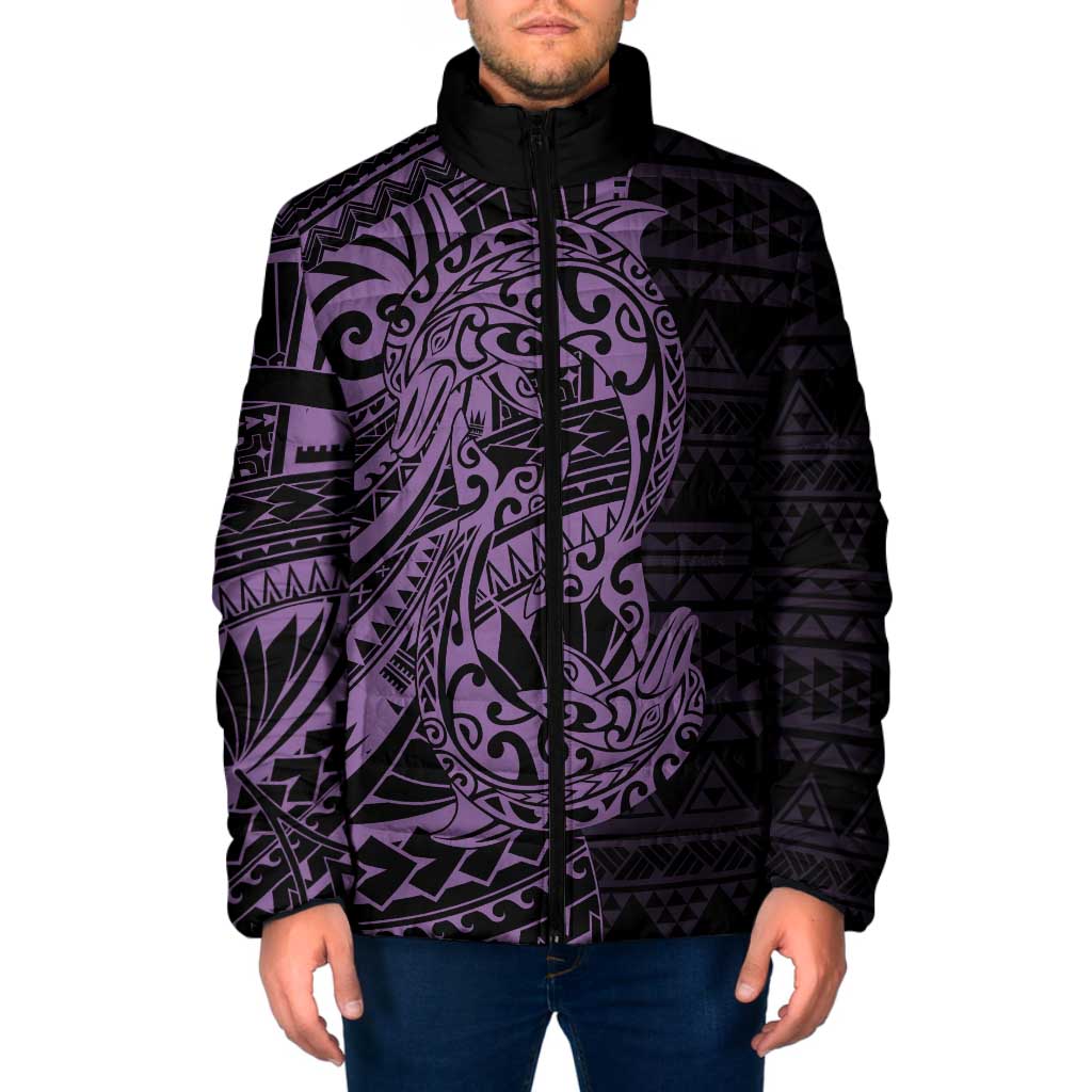 Purple Couple Dolphins Maori Polynesian Style Padded Jacket LT9 Men Purple - Polynesian Pride