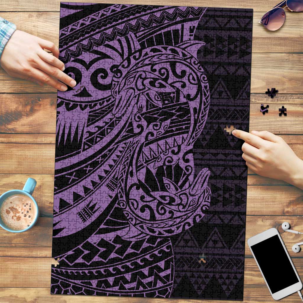 Purple Couple Dolphins Maori Polynesian Style Puzzle LT9 Purple - Polynesian Pride