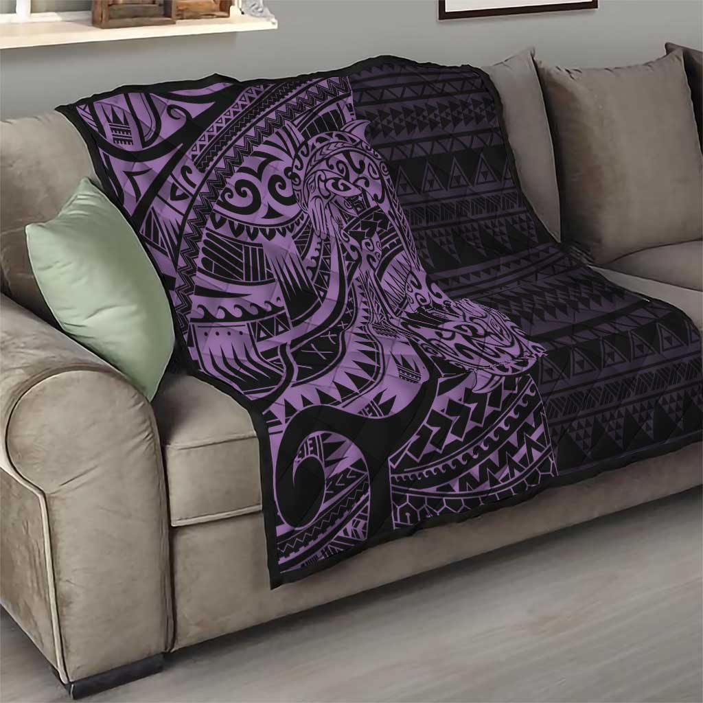Purple Couple Dolphins Maori Polynesian Style Quilt LT9 - Polynesian Pride