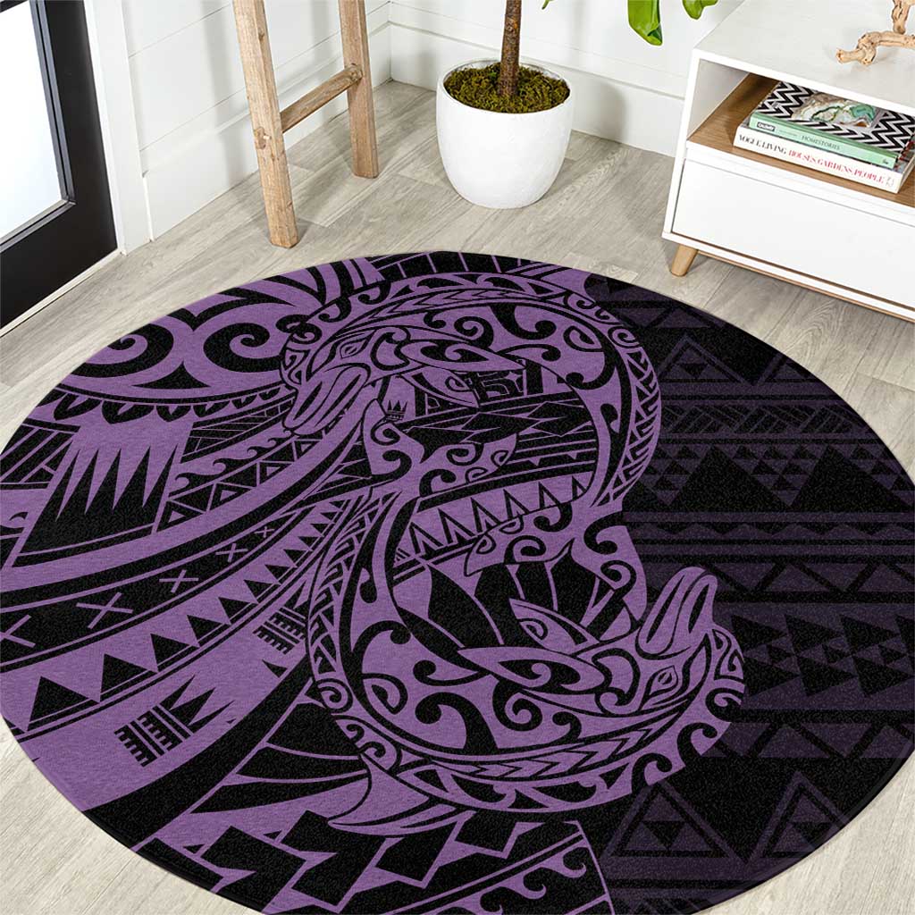 Purple Couple Dolphins Maori Polynesian Style Round Carpet LT9 Purple - Polynesian Pride
