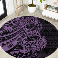 Purple Couple Dolphins Maori Polynesian Style Round Carpet LT9 Purple - Polynesian Pride