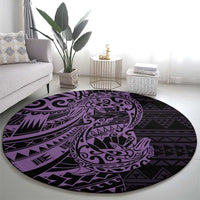 Purple Couple Dolphins Maori Polynesian Style Round Carpet LT9 - Polynesian Pride