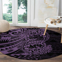 Purple Couple Dolphins Maori Polynesian Style Round Carpet LT9 - Polynesian Pride